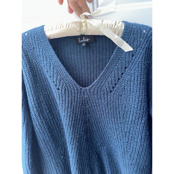 Lulus Teal Multi Knit V- Neck Sweater SKU 3 - Picture 4 of 7